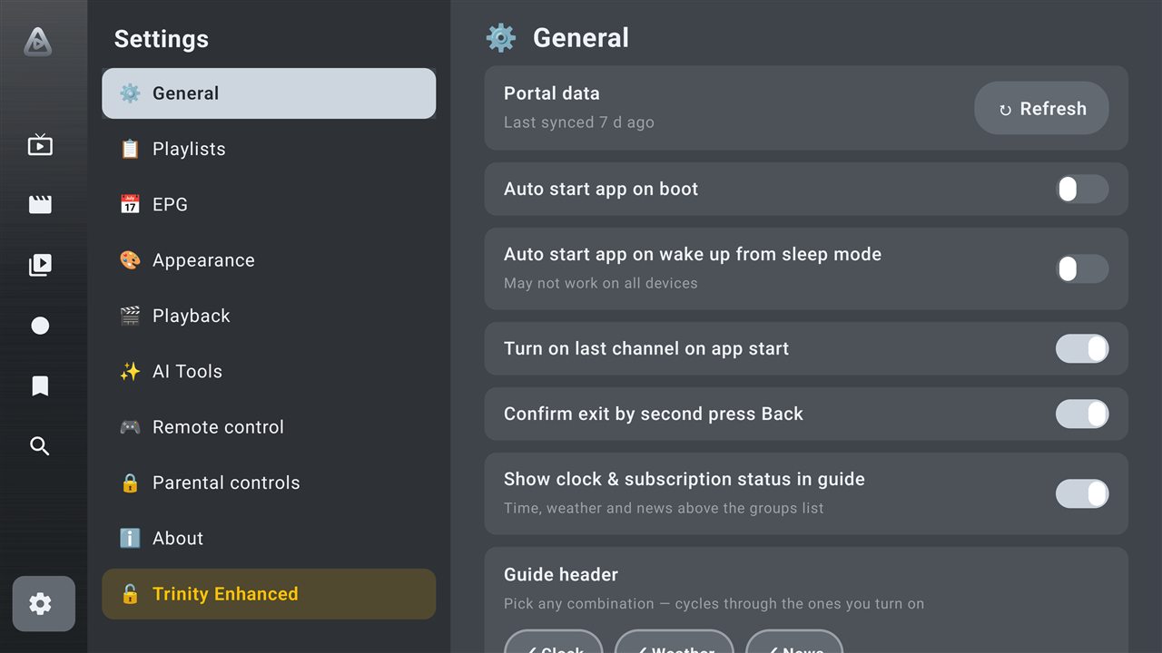 Trinity setup and general settings