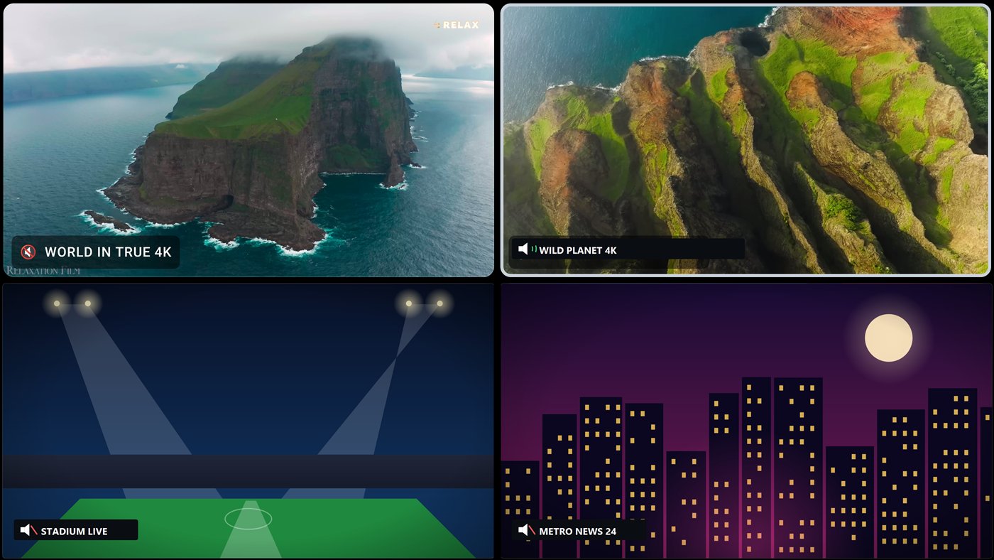 Trinity Multiview — four live channels at once